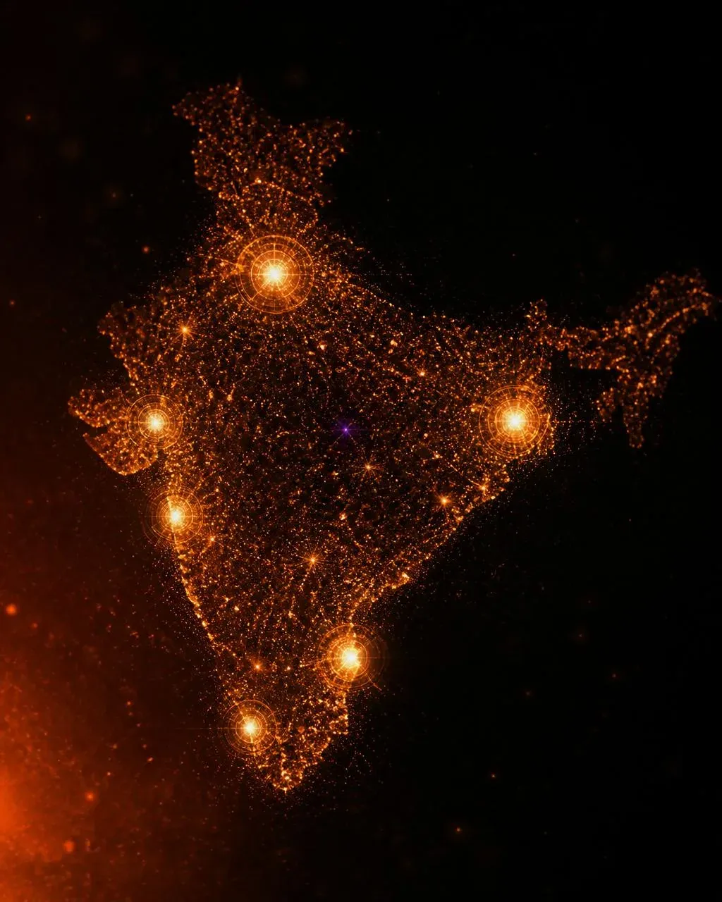 Stippled map of India marking Polyplas warehouse cities