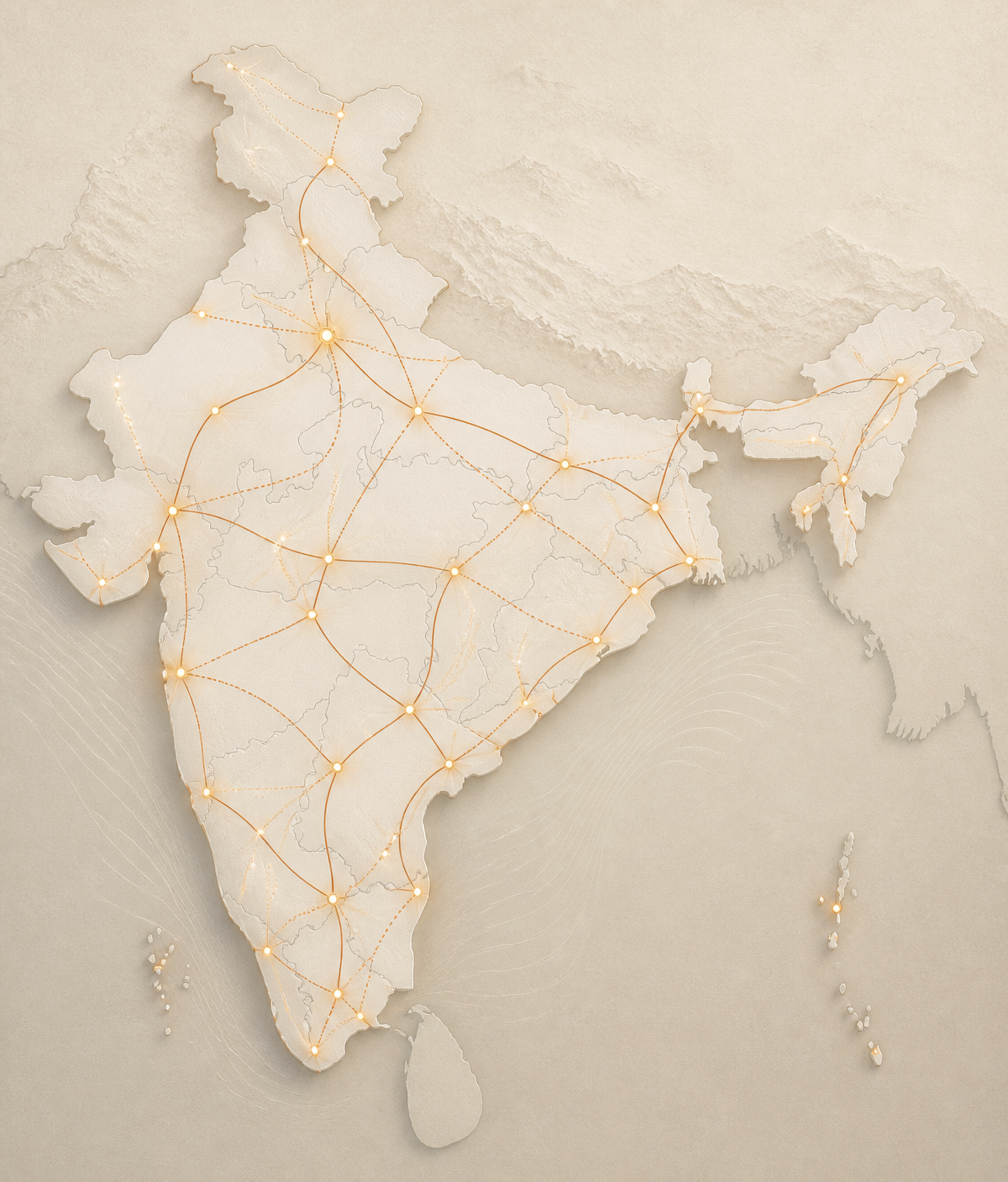 Map of India showing Polyplas logistics reach and warehouse connections