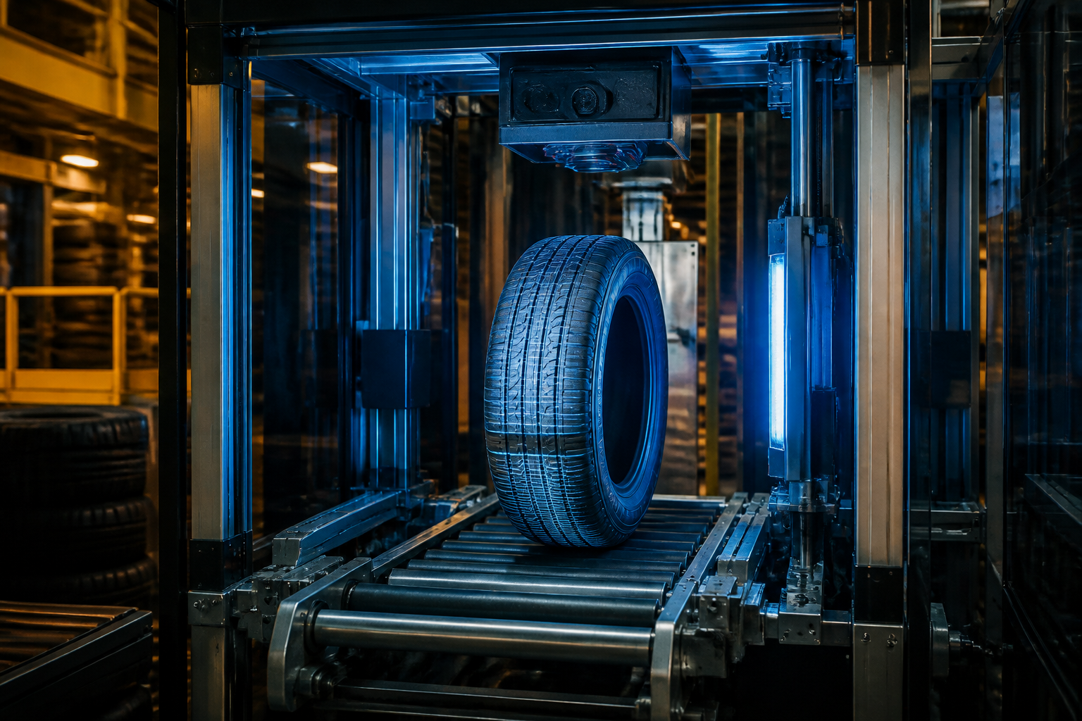 Automated tyre inspection station with scanning rig