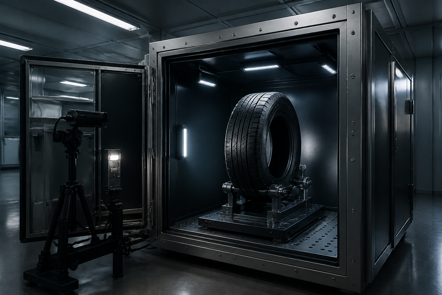 Tyre test chamber used for quality control