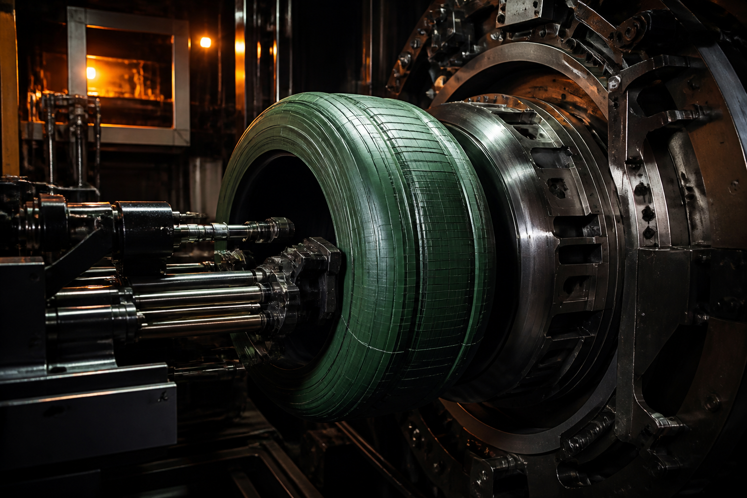 Automated tyre building machine assembling a green tyre