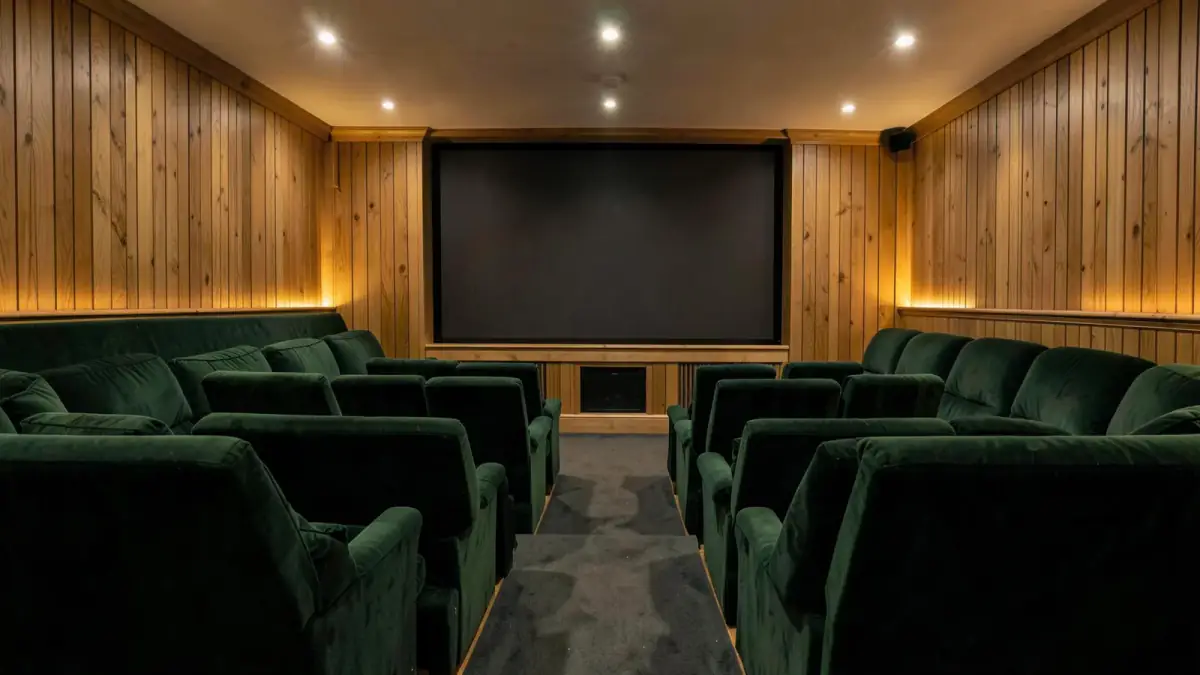 The twelve seat screening room in the former coach house