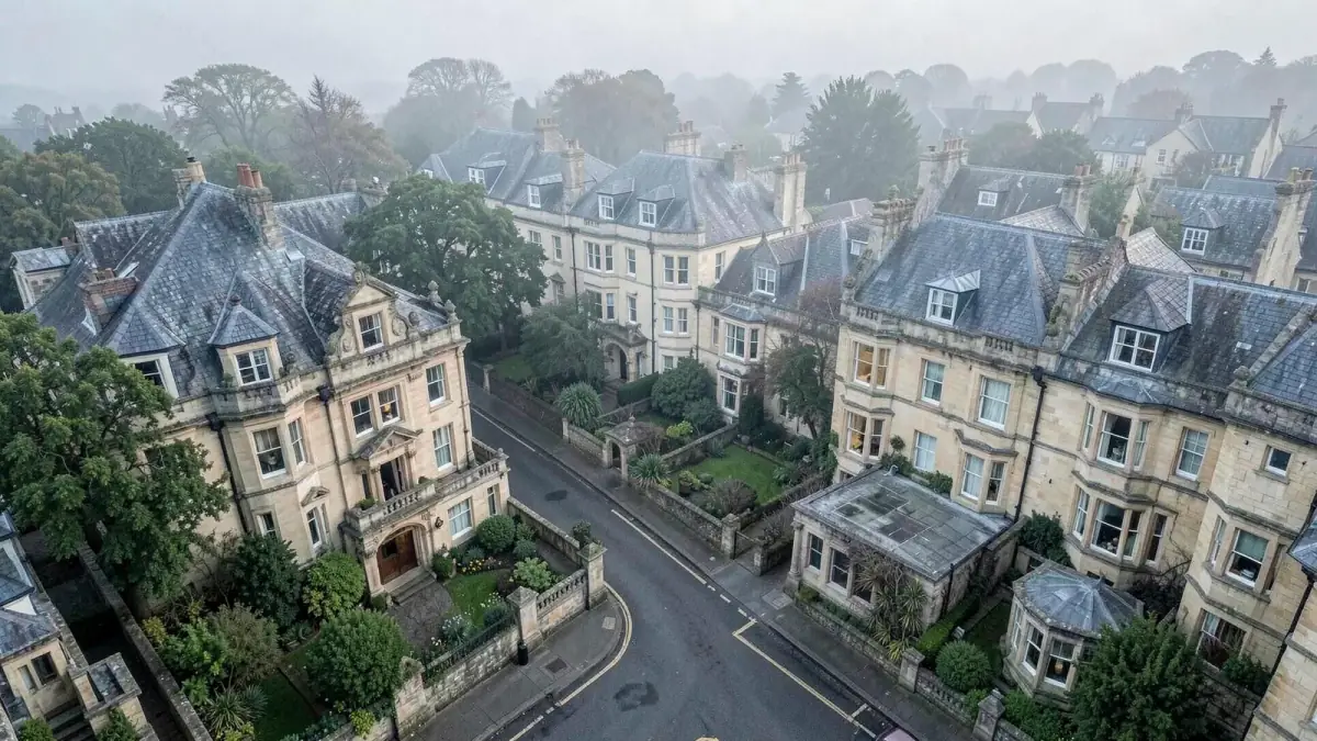 Hope Terrace and The Grange from the air